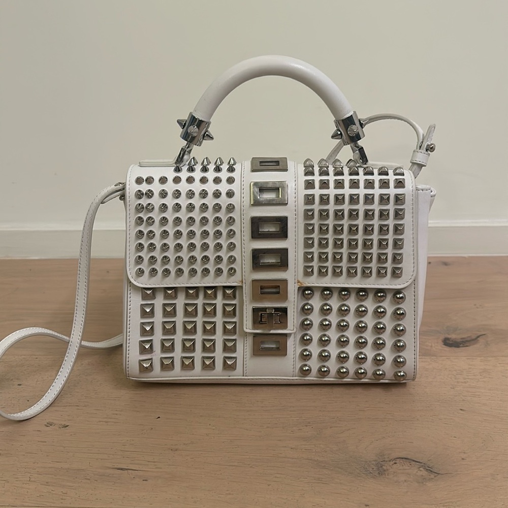 Philipp Plein White Calf Leather Crossbody Bag